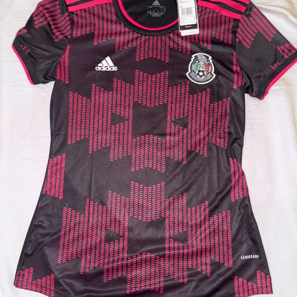 Adidas Black and Pink Aeroready Jersey